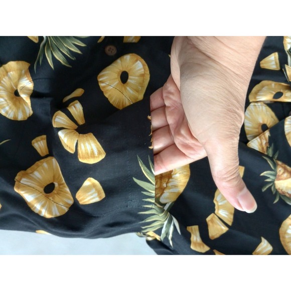REYN SPOONER All Over Print Floral HAWAIIAN Shirt Pineapples Spun Rayon Aloha L - Picture 5 of 9